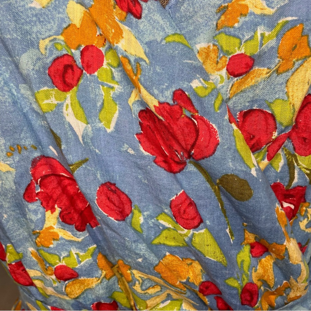 XS S XL XXL NWT blue red yellow floral print floral dress - Picture 5 of 10